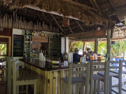 The bar staff of Maya Chan Beach Club Costa Maya, MX