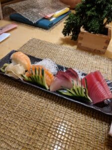 Boat of sushi on platter Carnival Cruise