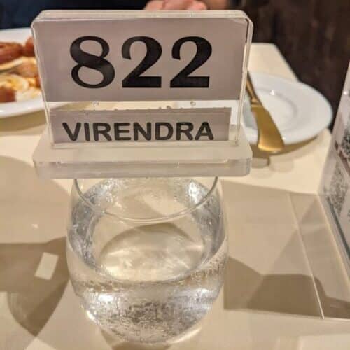 A table number in the main dining room on Carnival cruises