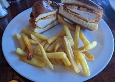 From Carnival Deli a perfectly fried, golden brown chicken breast on a bun, must try sandwich for chicken lovers.