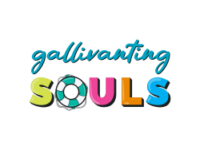 Gallivanting Souls Logo. Colorful block letters and the o is a life ring.