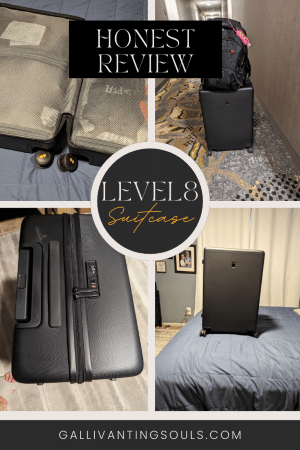 Level8 Luminous 24" check in bag with open view,top view and front view shown