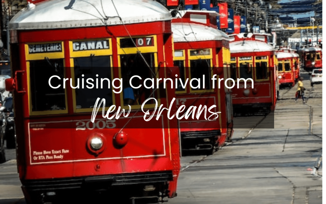 Street Cars line the street of New Orleans and make a great way to get around when you are cruising form New Orleans
