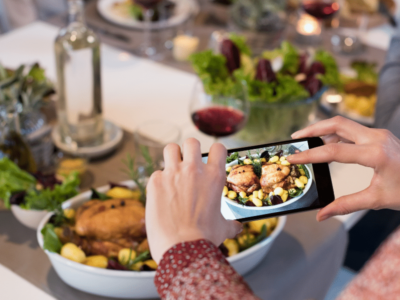 taking a picture of food on a cruise ship.