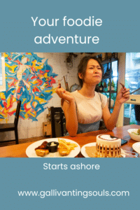 A woman enjoys delicious food on a oer day