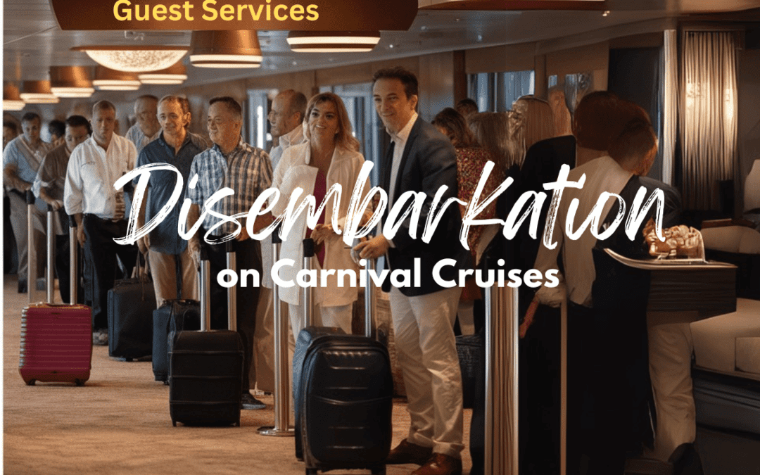 Disembarkation process on Carnival Cruise may involve waiting in lines. Cruise passenger lined up for the disembarkation process on a cruise ship. Image made with the help of AI.