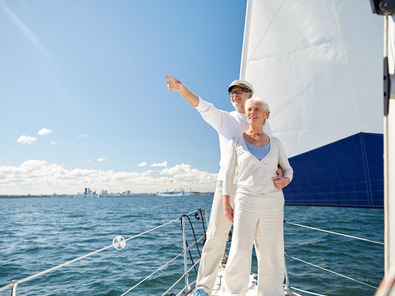 senior couple enjoying cruise