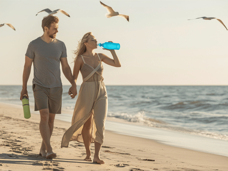 Insulated water bottles are good gifts for cruise lovers because it helps the cruiser be better to the earth. Image made with the help of AI.