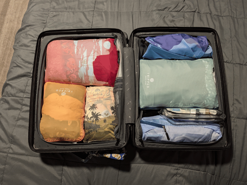 Packing cubes organize this carryon bag.