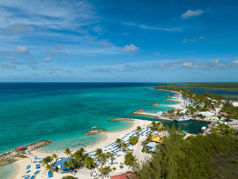princess cays shore line. Private island of Princess cruise. Image provided by Carnival Corp.
