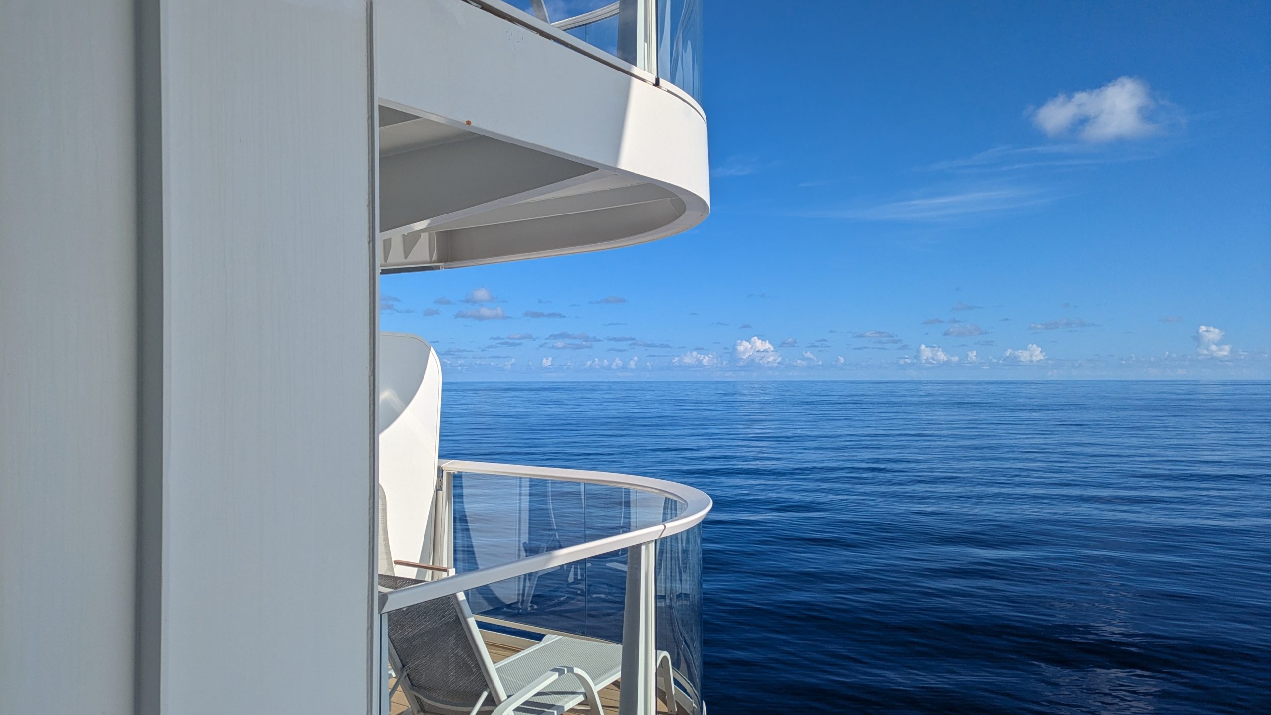 carnival mardi gras balcony view Looking out our carnival mardi gras balcony and see seas of glass. Smooth sailing!