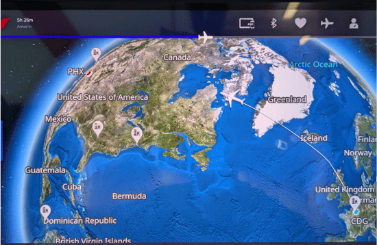 flight map computer image of a flight around the world. Jet lag because you've gone through too many time zones.