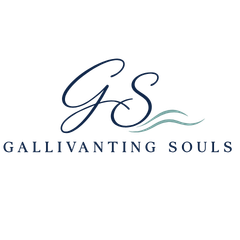 Elegant monogram logo with aqua waves and Gallivanting Souls